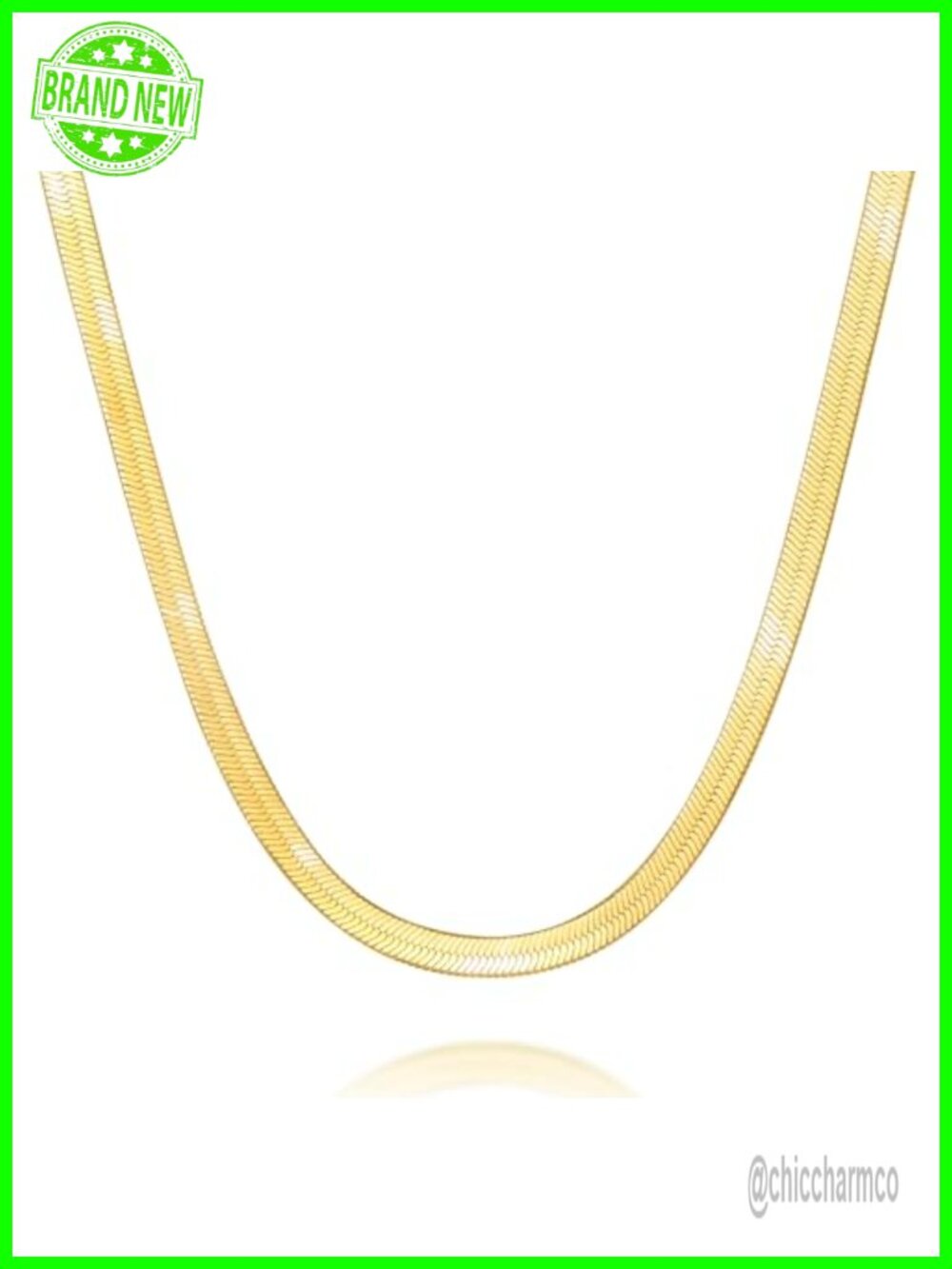 14k Gold Plated Snake Chain Necklace Women Herringbone 16"